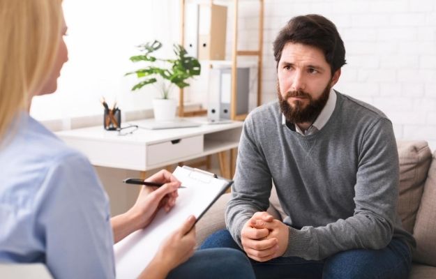 a man is sharing with the therapist | Talk it Out | Have You Lost Your Edge? How to Feel Better Again