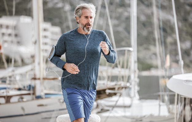 Active senior man jogging on a sunny day | 5 Simple Exercises for Building Muscles